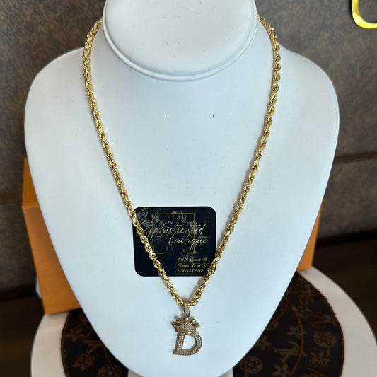 Gold chain with letter D crown