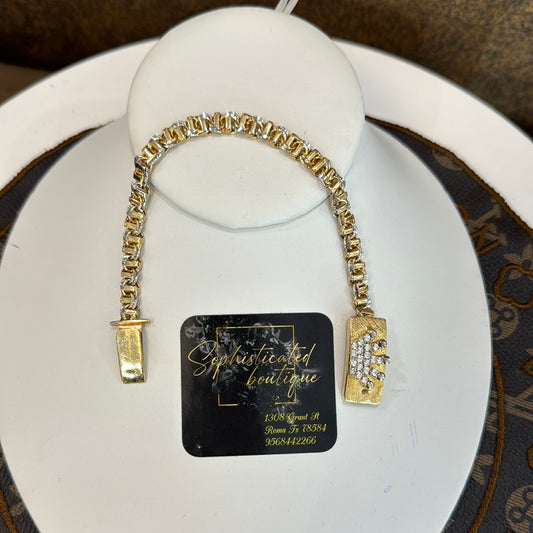 7.5” gold chinobar bracelet with crown